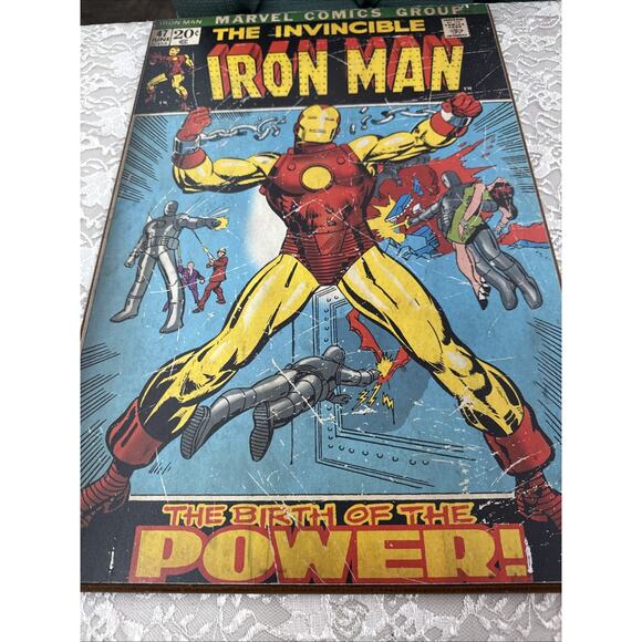 Marvel Comics Iron Man Retro Wood Plaque Wall Hanging Comic Book Cover - Picture 4 of 7